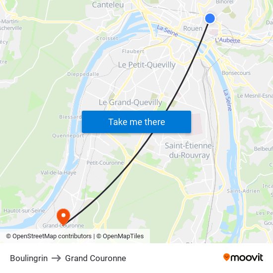 Boulingrin to Grand Couronne map