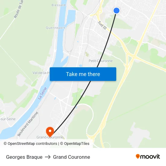Georges Braque to Grand Couronne map