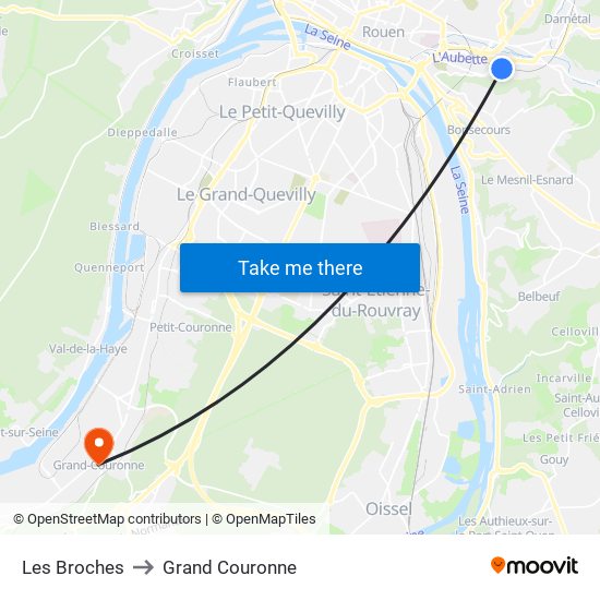 Les Broches to Grand Couronne map