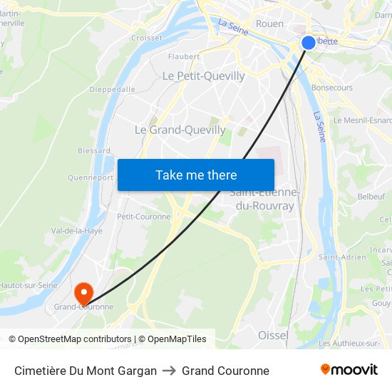 Cimetière Du Mont Gargan to Grand Couronne map