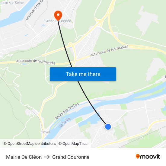 Mairie De Cléon to Grand Couronne map