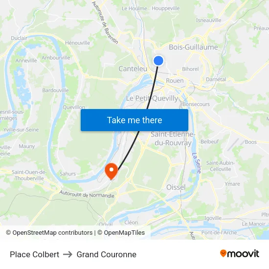 Place Colbert to Grand Couronne map