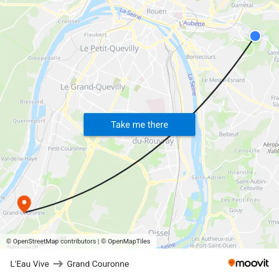 L'Eau Vive to Grand Couronne map