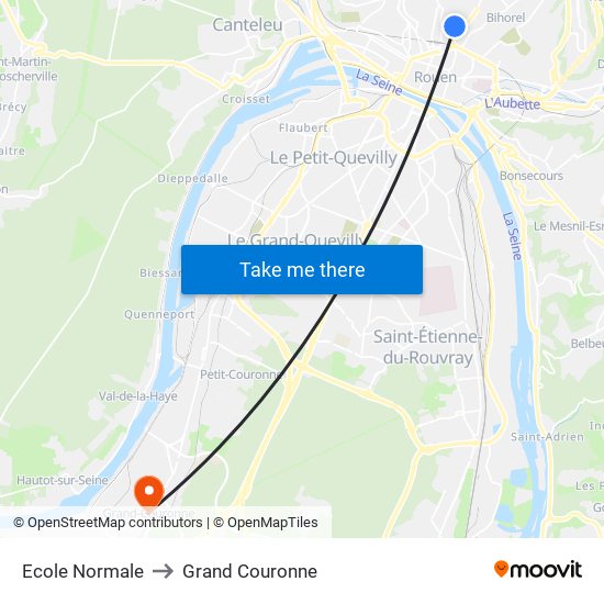 Ecole Normale to Grand Couronne map