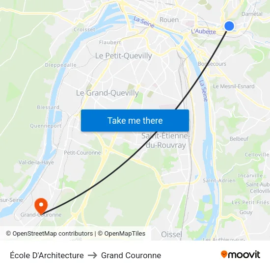 École D'Architecture to Grand Couronne map