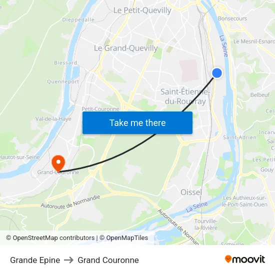 Grande Epine to Grand Couronne map