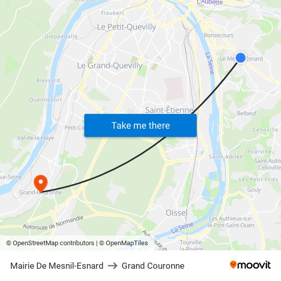 Mairie De Mesnil-Esnard to Grand Couronne map