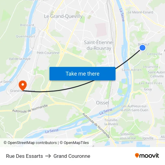 Rue Des Essarts to Grand Couronne map