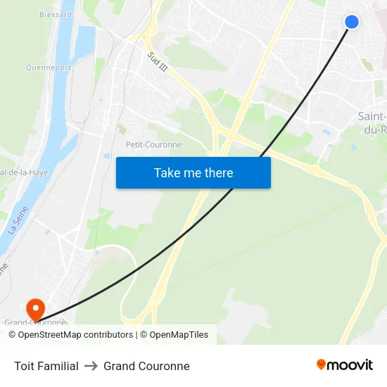 Toit Familial to Grand Couronne map