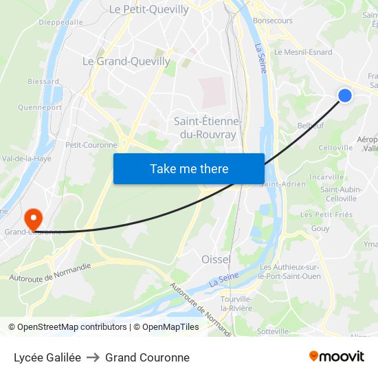 Lycée Galilée to Grand Couronne map