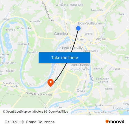 Galliéni to Grand Couronne map