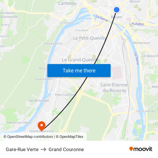 Gare-Rue Verte to Grand Couronne map