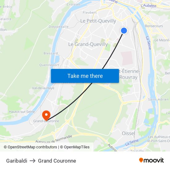 Garibaldi to Grand Couronne map