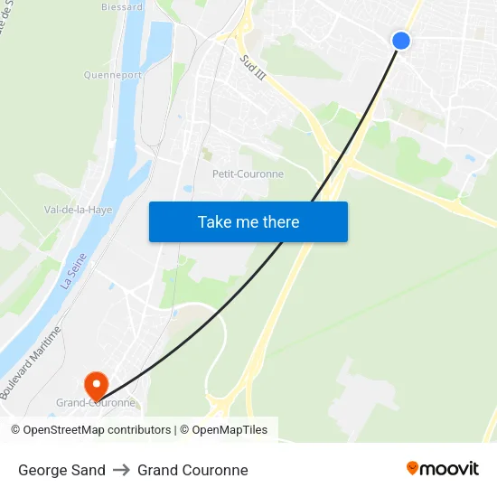 George Sand to Grand Couronne map