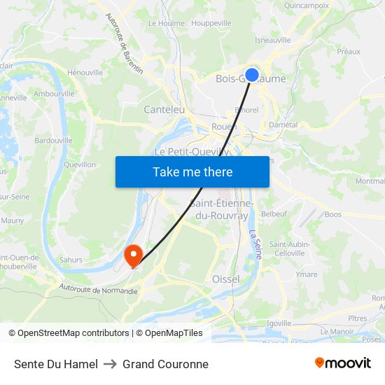 Sente Du Hamel to Grand Couronne map