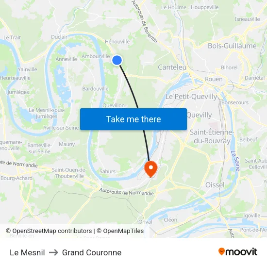 Le Mesnil to Grand Couronne map
