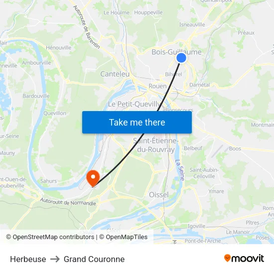 Herbeuse to Grand Couronne map