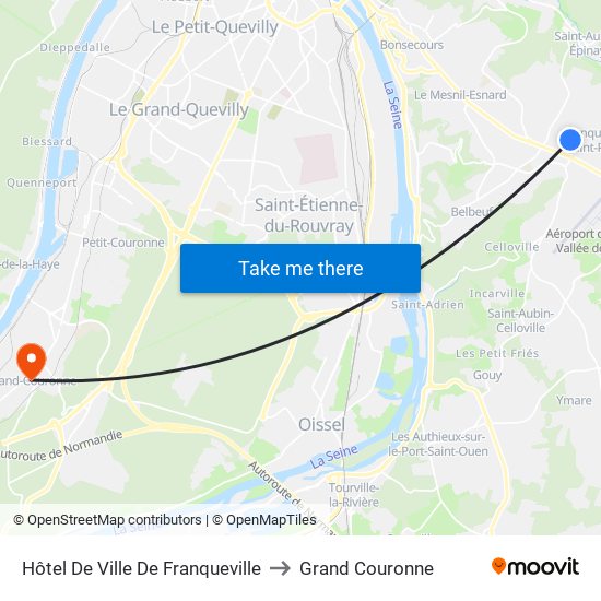 Hôtel De Ville De Franqueville to Grand Couronne map