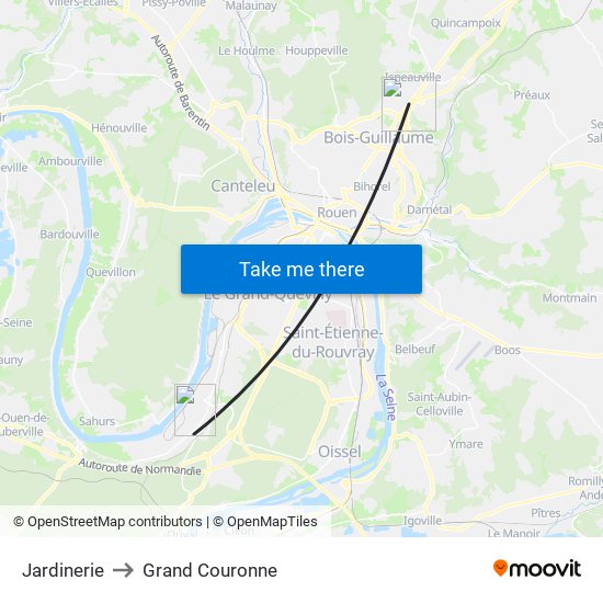 Jardinerie to Grand Couronne map
