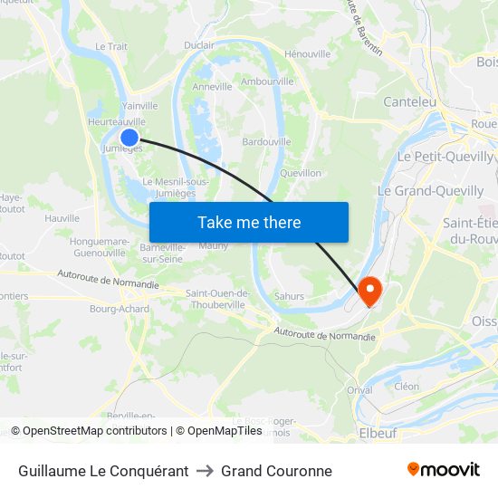 Guillaume Le Conquérant to Grand Couronne map