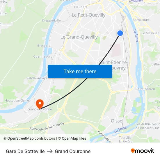 Gare De Sotteville to Grand Couronne map