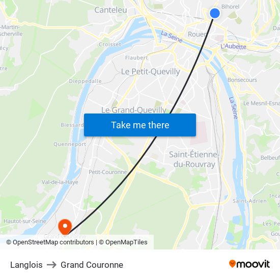 Langlois to Grand Couronne map