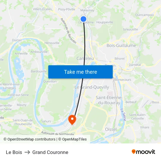 Le Bois to Grand Couronne map