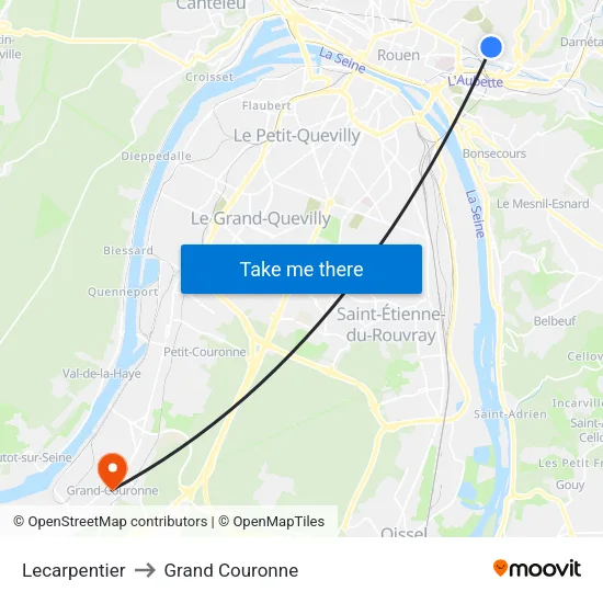 Lecarpentier to Grand Couronne map