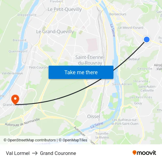 Val Lormel to Grand Couronne map