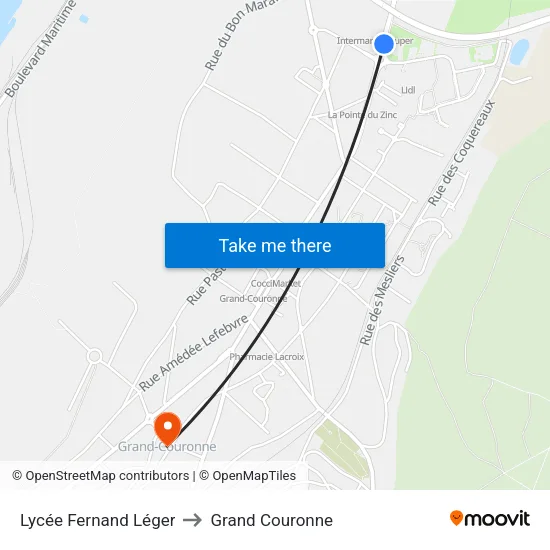 Lycée Fernand Léger to Grand Couronne map