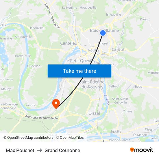 Max Pouchet to Grand Couronne map