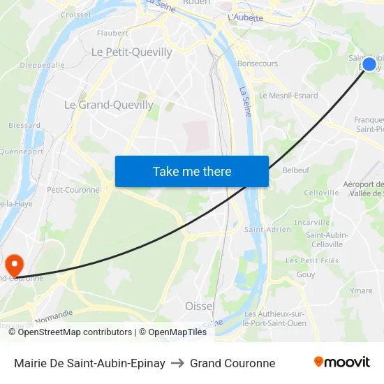 Mairie De Saint-Aubin-Epinay to Grand Couronne map