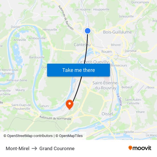 Mont-Mirel to Grand Couronne map