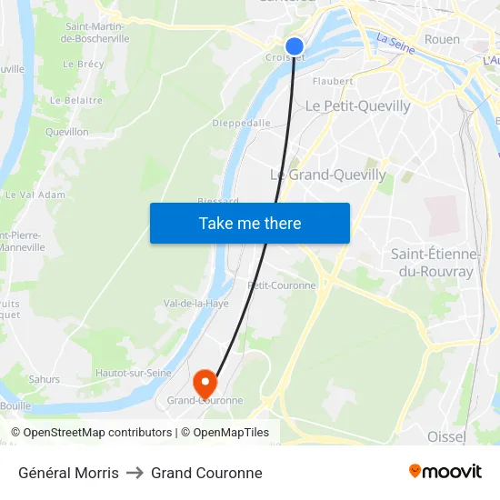 Général Morris to Grand Couronne map