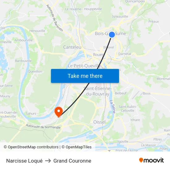 Narcisse Loqué to Grand Couronne map