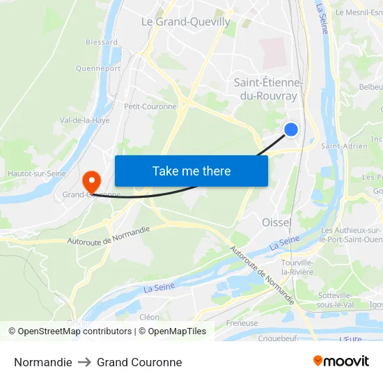Normandie to Grand Couronne map