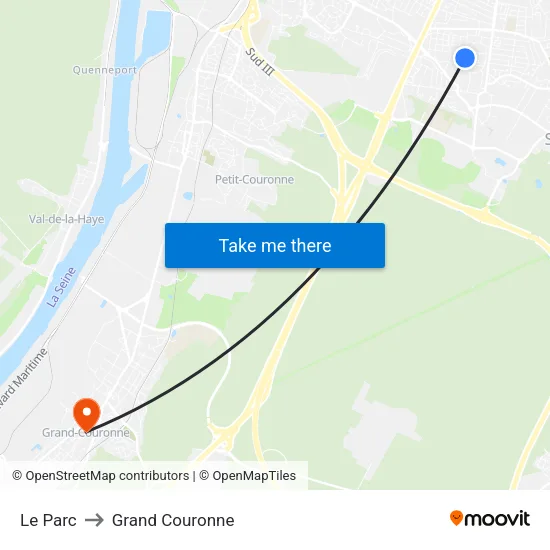 Le Parc to Grand Couronne map