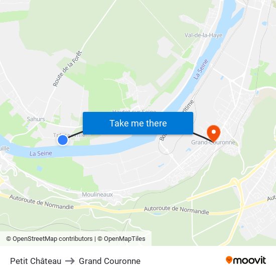 Petit Château to Grand Couronne map