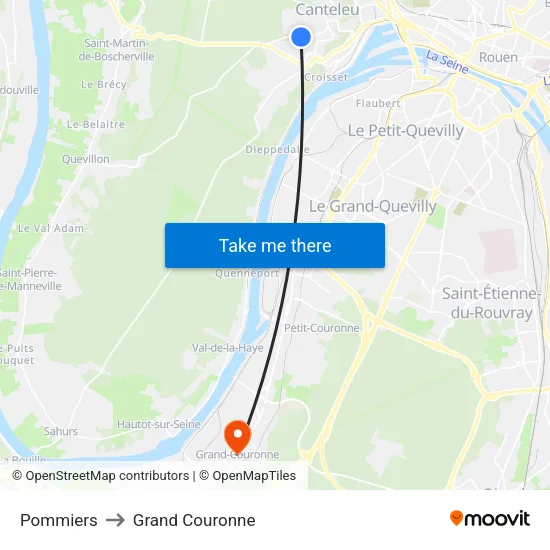 Pommiers to Grand Couronne map