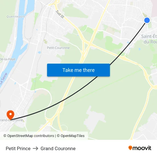 Petit Prince to Grand Couronne map