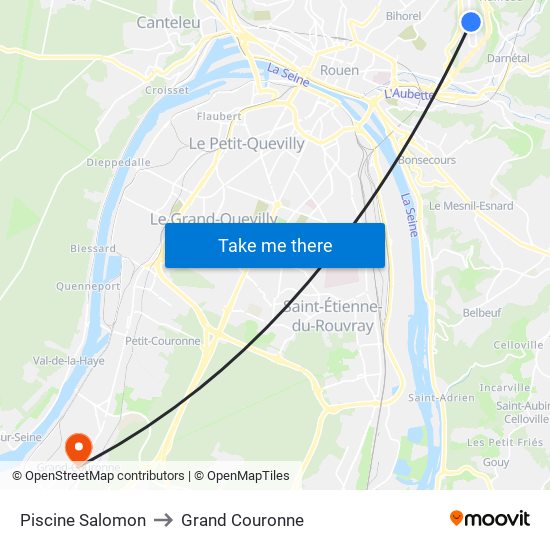 Piscine Salomon to Grand Couronne map