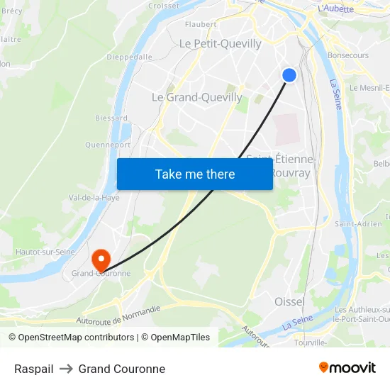 Raspail to Grand Couronne map