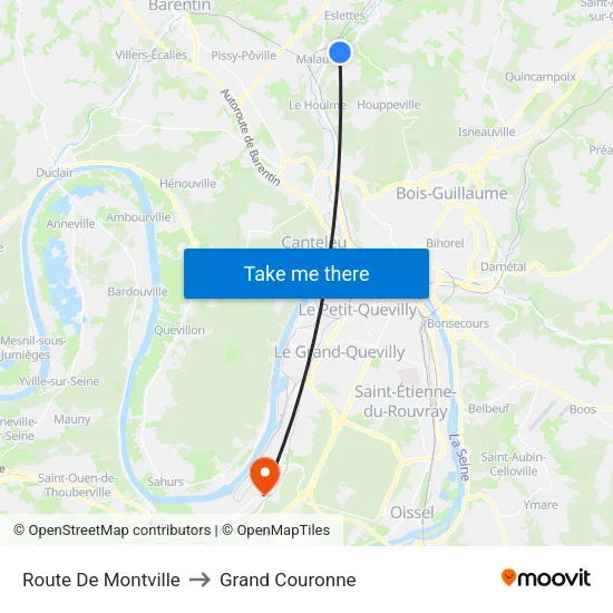 Route De Montville to Grand Couronne map