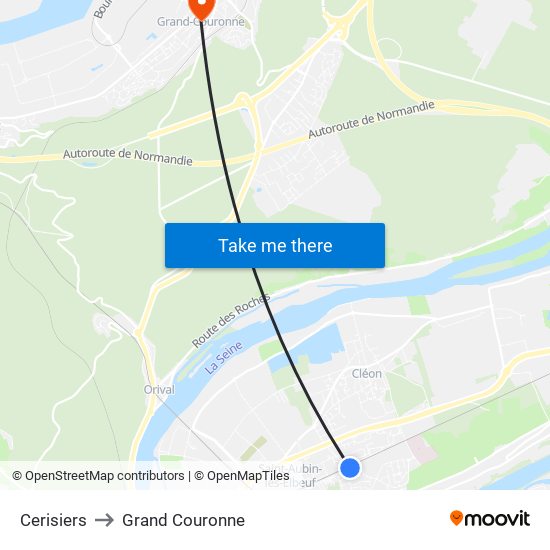 Cerisiers to Grand Couronne map