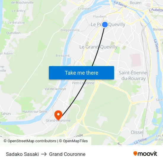 Sadako Sasaki to Grand Couronne map