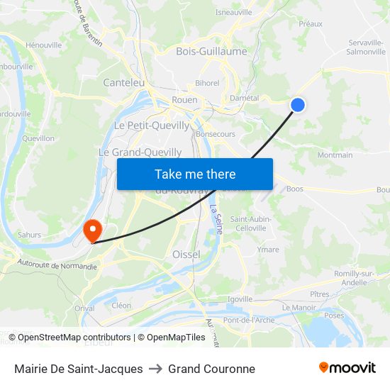 Mairie De Saint-Jacques to Grand Couronne map