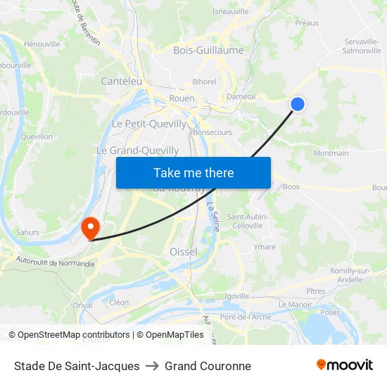 Stade De Saint-Jacques to Grand Couronne map