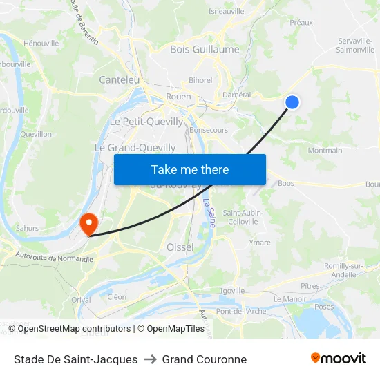 Stade De Saint-Jacques to Grand Couronne map
