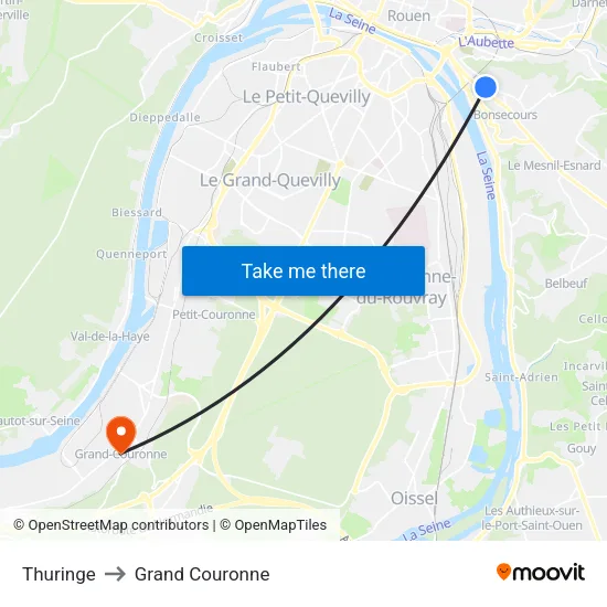 Thuringe to Grand Couronne map