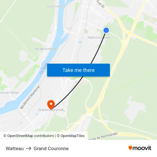 Watteau to Grand Couronne map